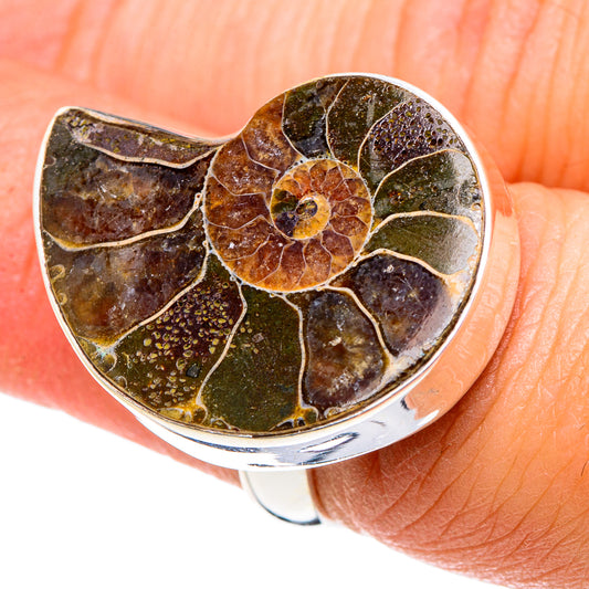 Ammonite Fossil Rings handcrafted by Ana Silver Co - RING90292