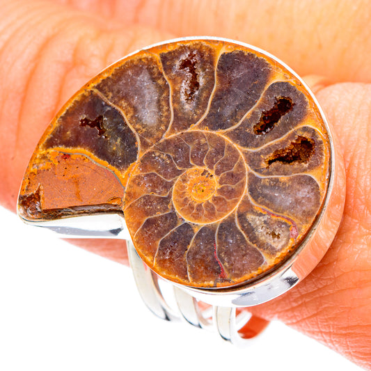 Ammonite Fossil Rings handcrafted by Ana Silver Co - RING90294