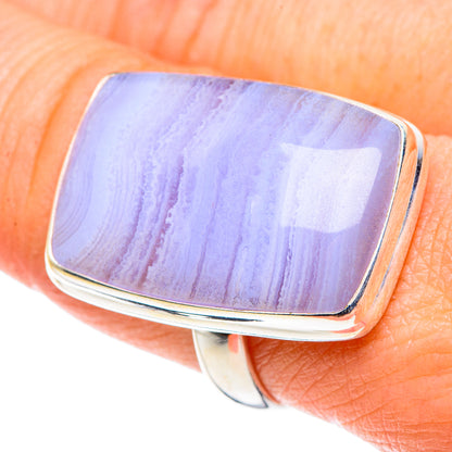 Blue Lace Agate Rings handcrafted by Ana Silver Co - RING90309