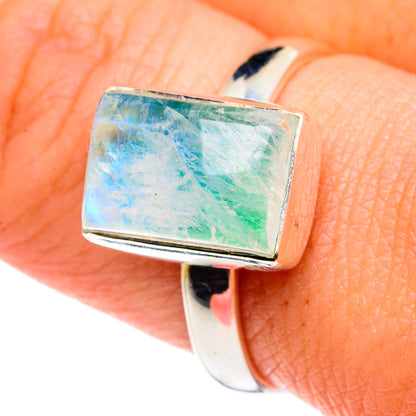 Rainbow Moonstone Rings handcrafted by Ana Silver Co - RING90324