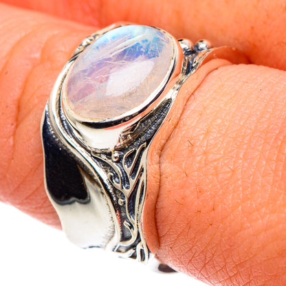 Rainbow Moonstone Rings handcrafted by Ana Silver Co - RING90372