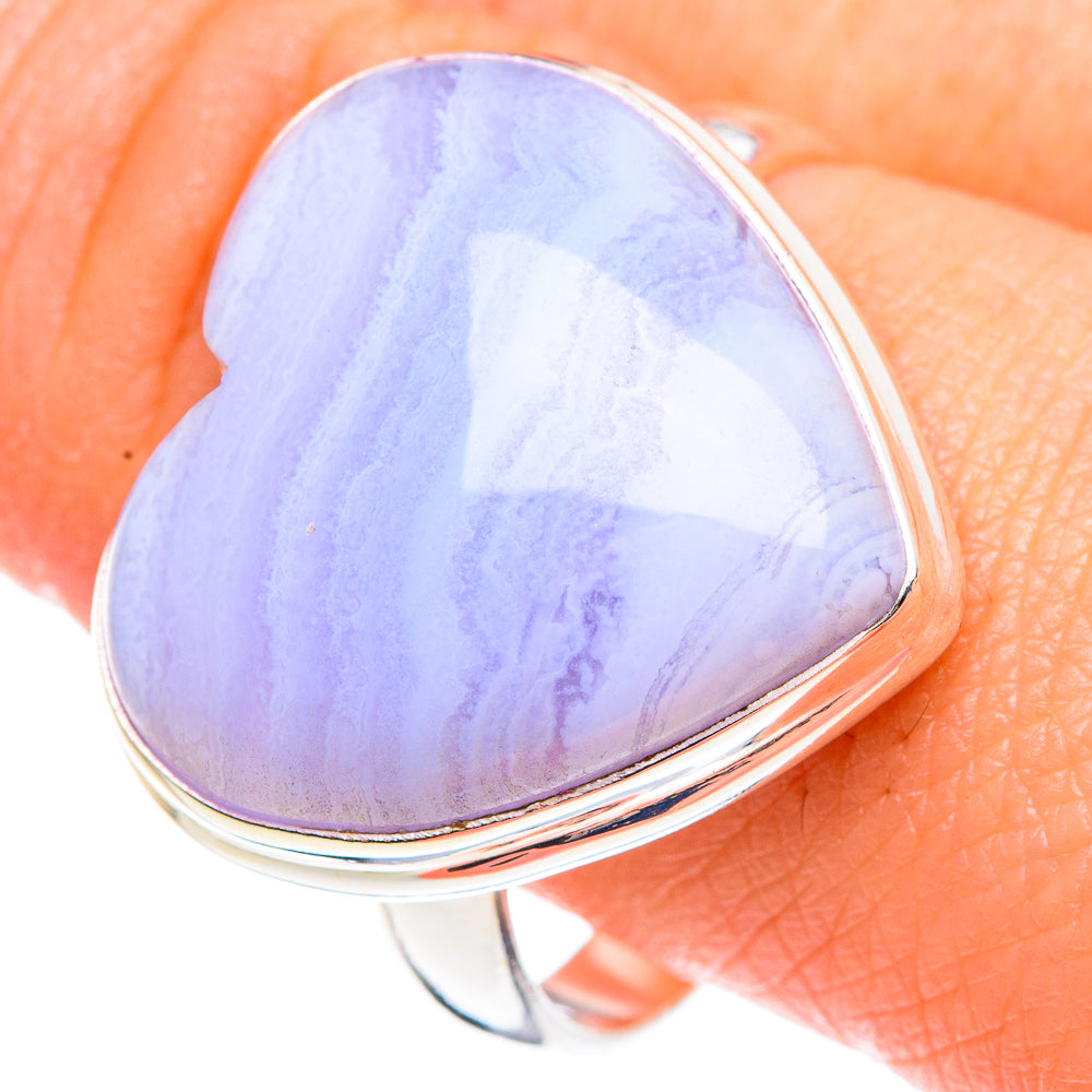 Blue Lace Agate Rings handcrafted by Ana Silver Co - RING90399
