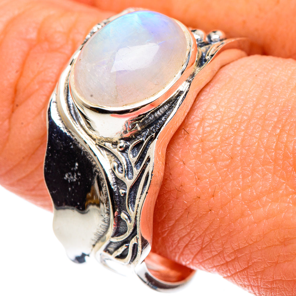 Rainbow Moonstone Rings handcrafted by Ana Silver Co - RING90453