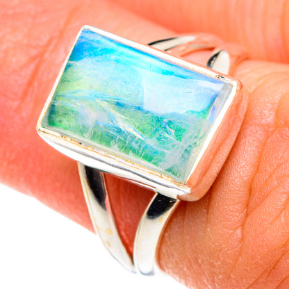 Green Moonstone Rings handcrafted by Ana Silver Co - RING90463