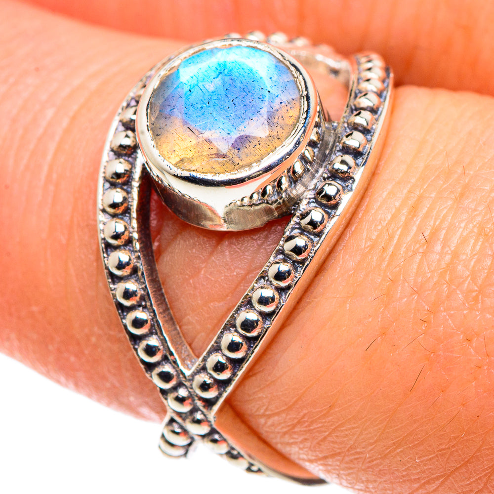 Rainbow Moonstone Rings handcrafted by Ana Silver Co - RING90495