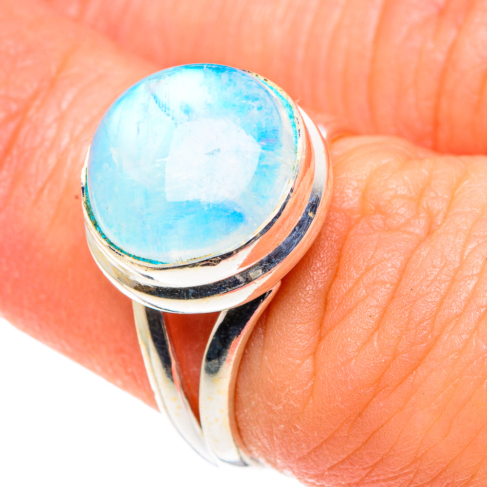 Rainbow Moonstone Rings handcrafted by Ana Silver Co - RING90504