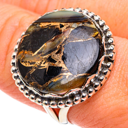 Black Copper Composite Turquoise Rings handcrafted by Ana Silver Co - RING90526