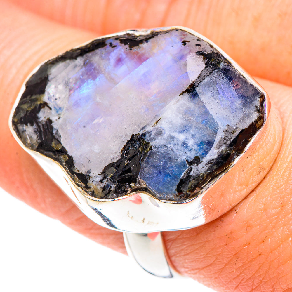Rainbow Moonstone Rings handcrafted by Ana Silver Co - RING90527