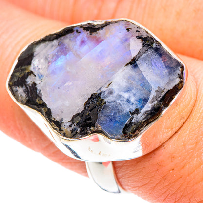 Rainbow Moonstone Rings handcrafted by Ana Silver Co - RING90527