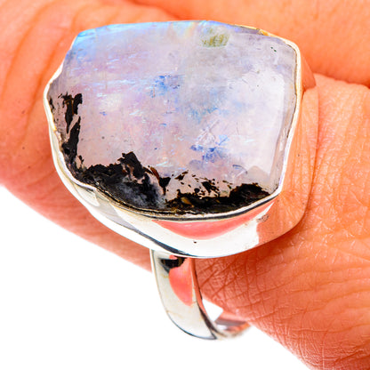 Rainbow Moonstone Rings handcrafted by Ana Silver Co - RING90531