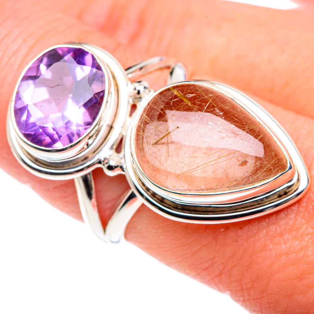 Rutilated Quartz, Amethyst Rings handcrafted by Ana Silver Co - RING90533