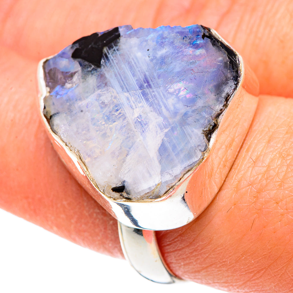 Rainbow Moonstone Rings handcrafted by Ana Silver Co - RING90574
