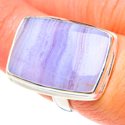 Blue Lace Agate Rings handcrafted by Ana Silver Co - RING90578