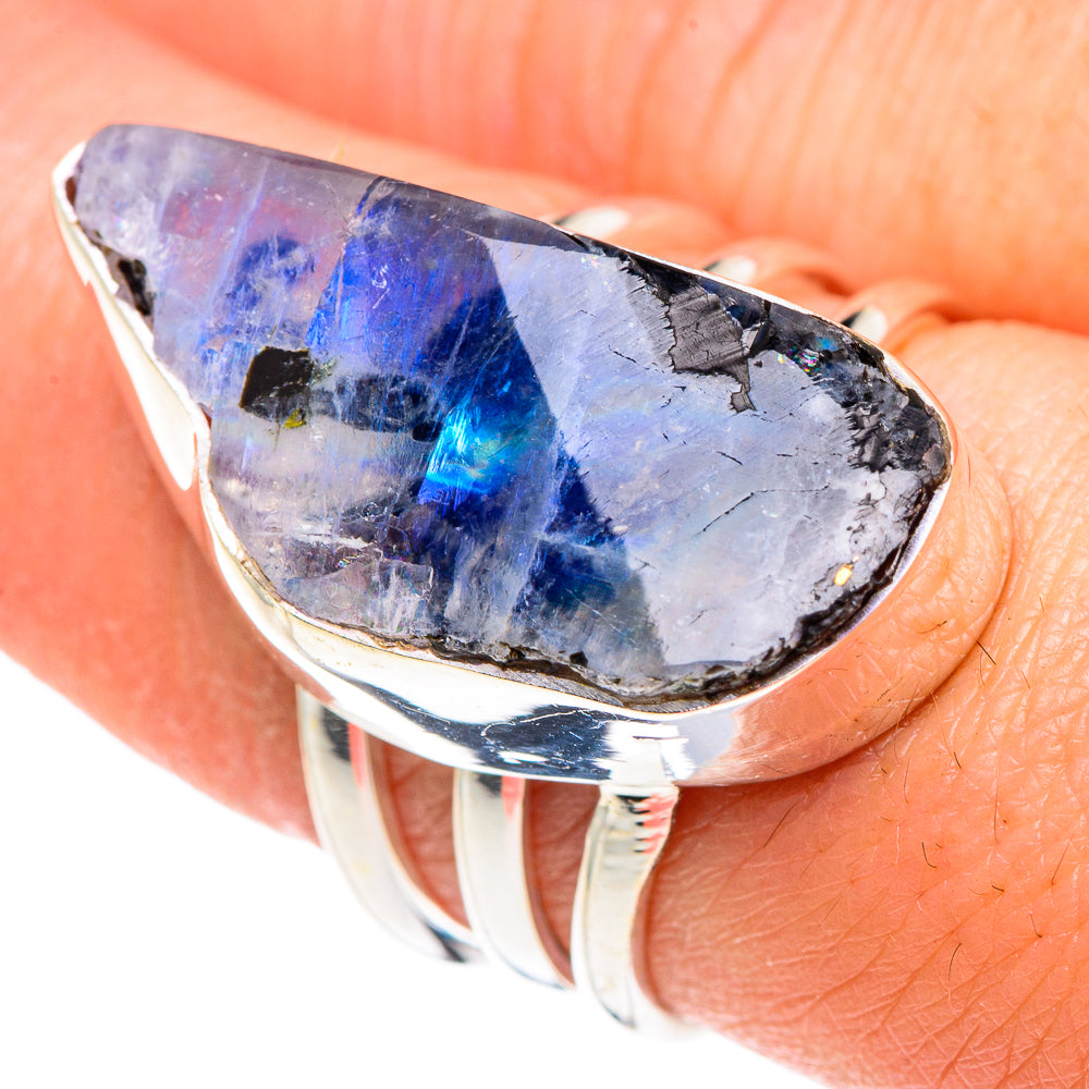 Rainbow Moonstone Rings handcrafted by Ana Silver Co - RING90579