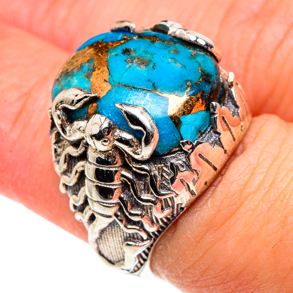 Blue Copper Composite Turquoise Rings handcrafted by Ana Silver Co - RING90592