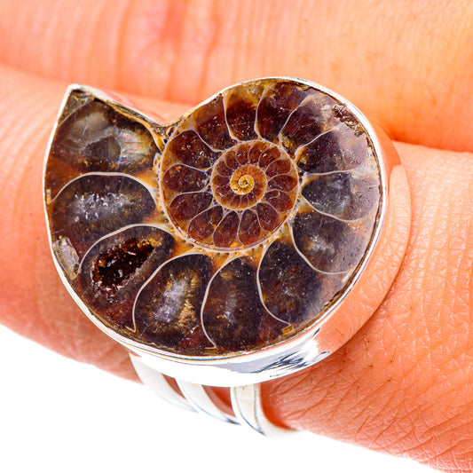 Ammonite Fossil Rings handcrafted by Ana Silver Co - RING90602