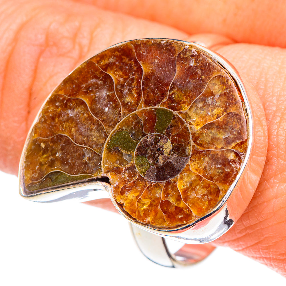 Ammonite Fossil Rings handcrafted by Ana Silver Co - RING90606