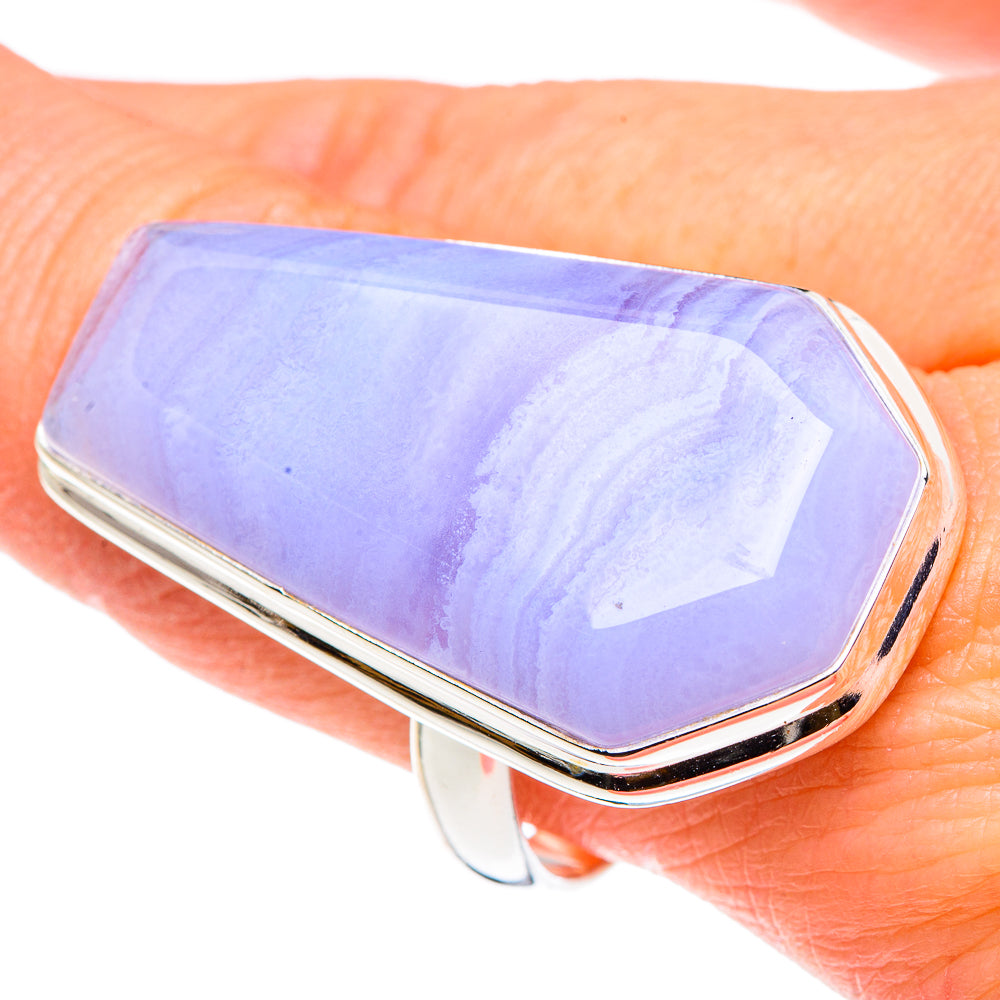 Blue Lace Agate Rings handcrafted by Ana Silver Co - RING90618