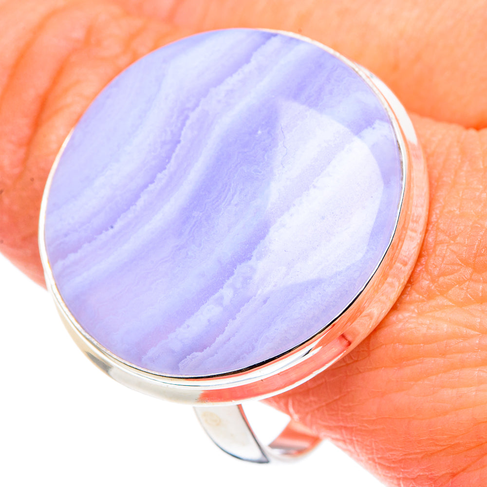 Blue Lace Agate Rings handcrafted by Ana Silver Co - RING90619