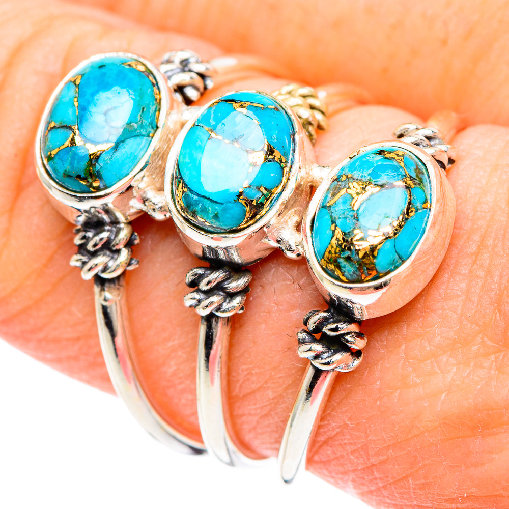 Blue Copper Composite Turquoise Rings handcrafted by Ana Silver Co - RING90623