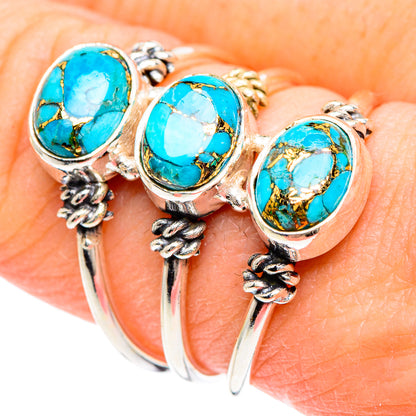Blue Copper Composite Turquoise Rings handcrafted by Ana Silver Co - RING90623
