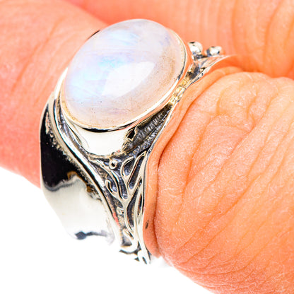 Rainbow Moonstone Rings handcrafted by Ana Silver Co - RING90652