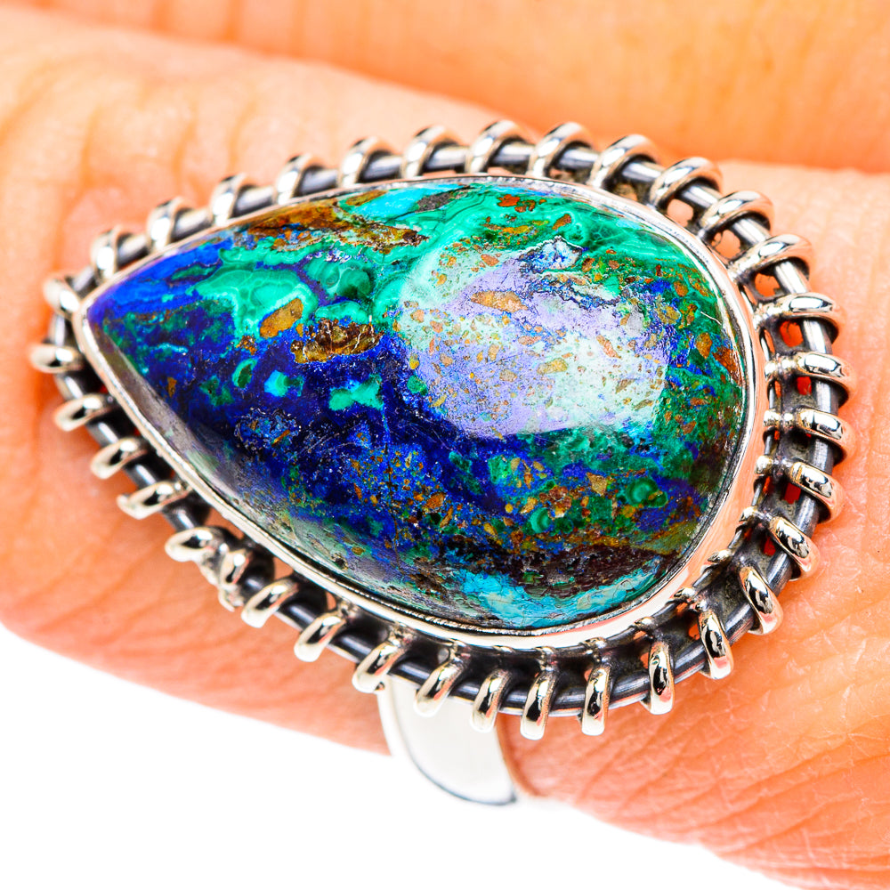 Azurite Malachite Rings handcrafted by Ana Silver Co - RING90654
