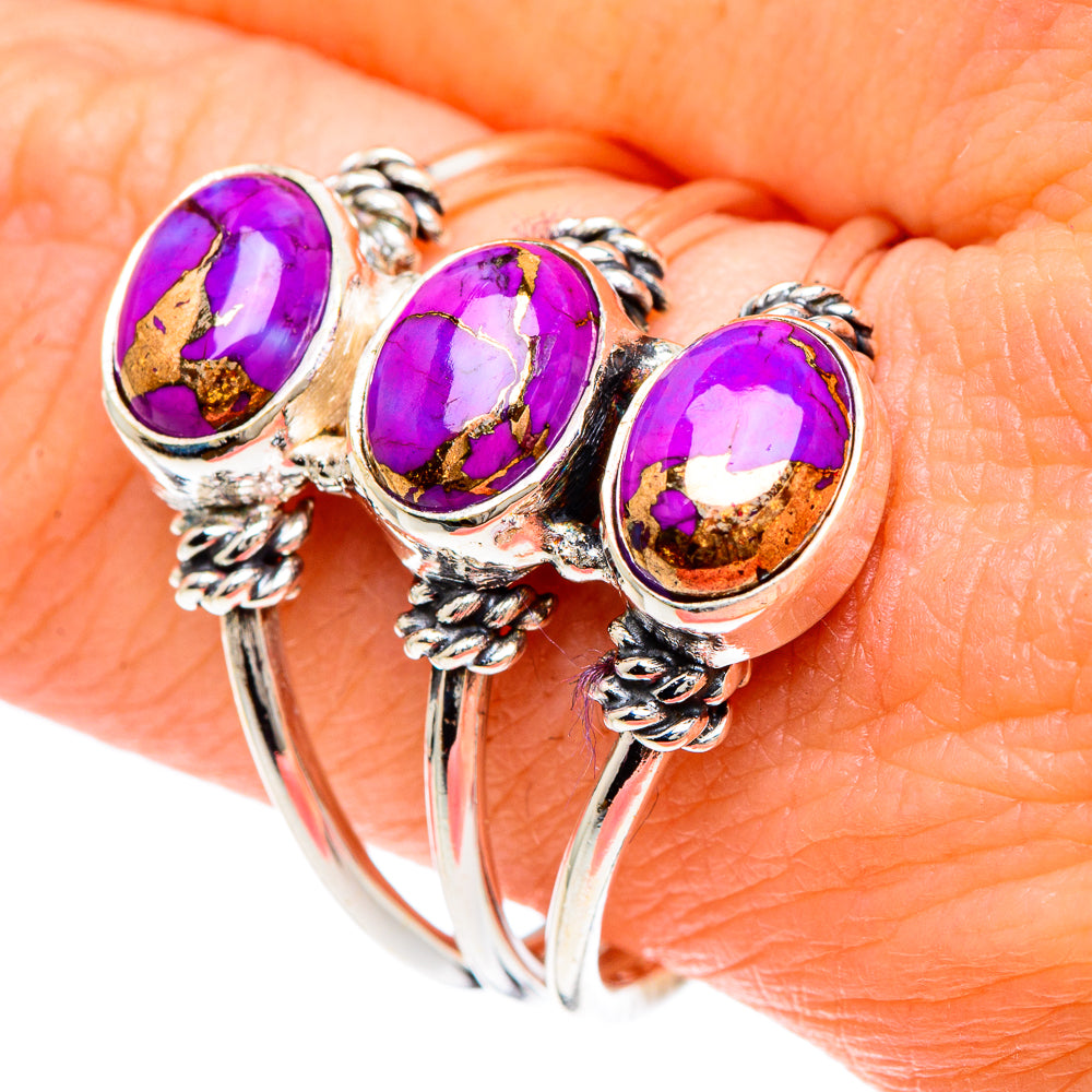 Purple Copper Composite Turquoise Rings handcrafted by Ana Silver Co - RING90683