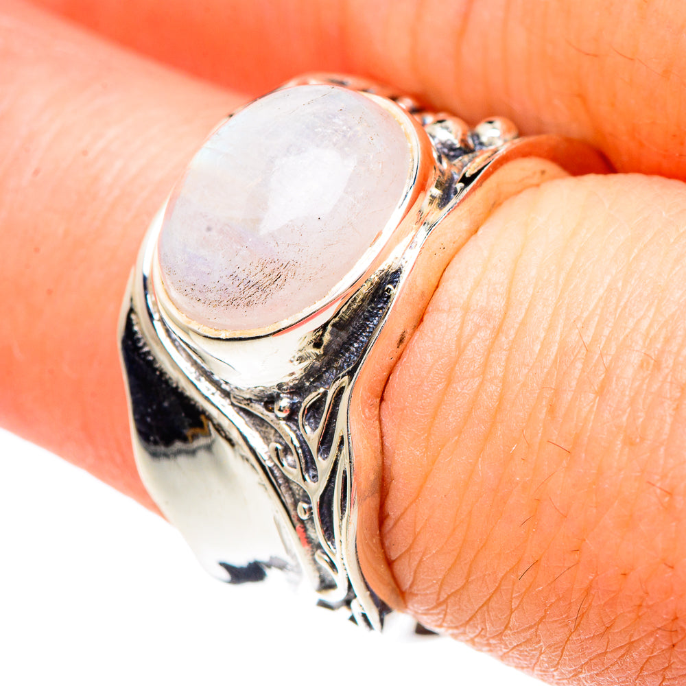 Rainbow Moonstone Rings handcrafted by Ana Silver Co - RING90687
