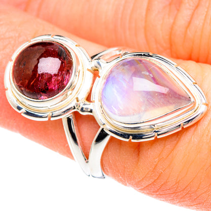 Rainbow Moonstone Rings handcrafted by Ana Silver Co - RING90706