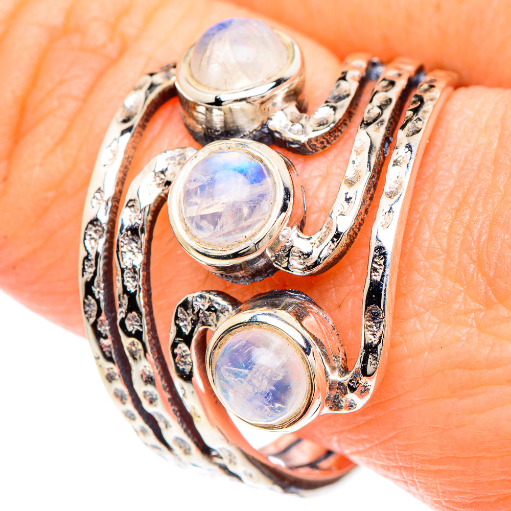 Rainbow Moonstone Rings handcrafted by Ana Silver Co - RING90717
