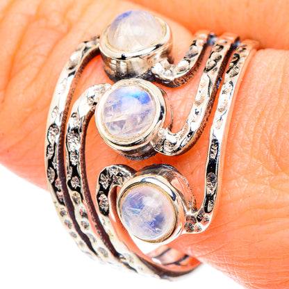Rainbow Moonstone Rings handcrafted by Ana Silver Co - RING90717
