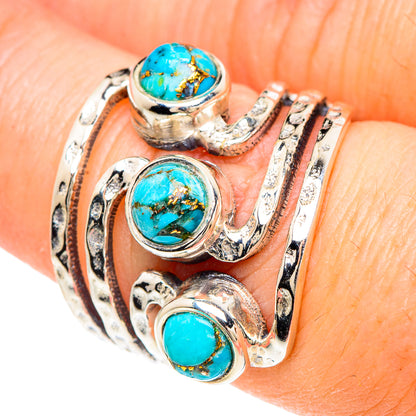 Blue Copper Composite Turquoise Rings handcrafted by Ana Silver Co - RING90725