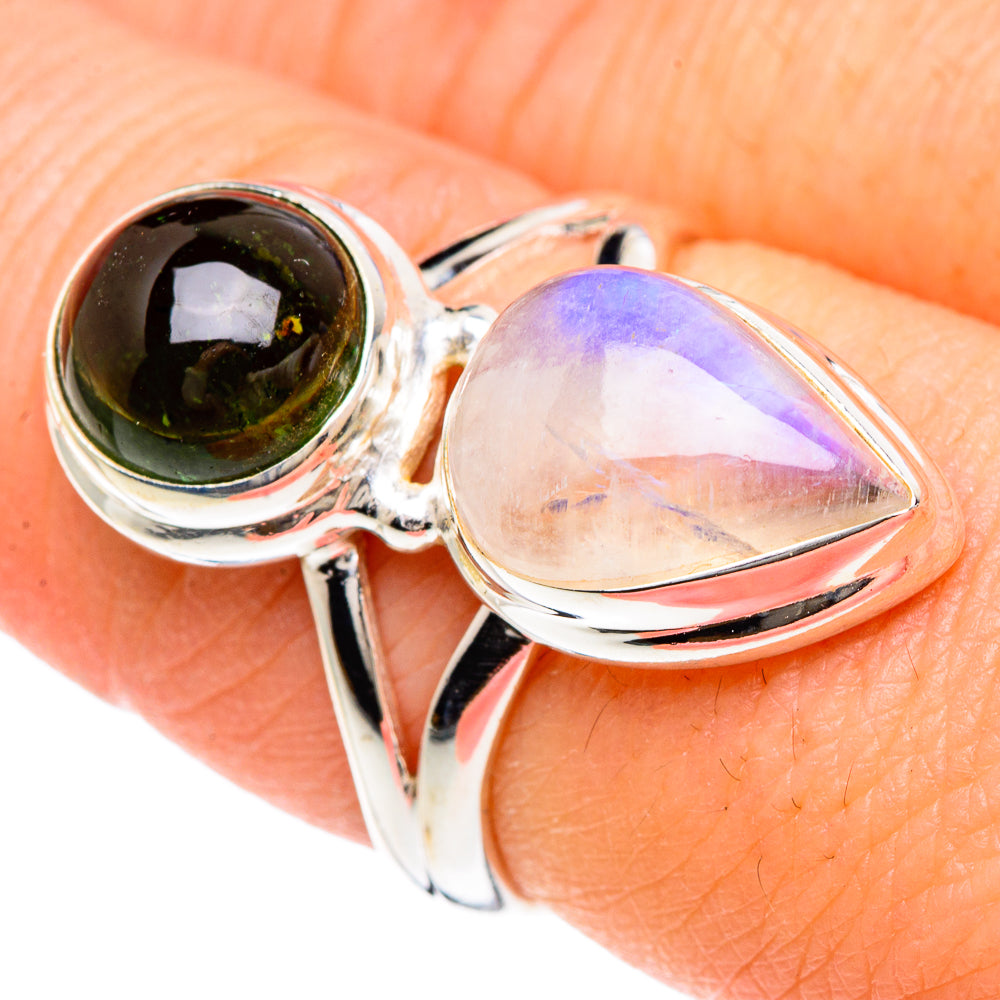 Rainbow Moonstone Rings handcrafted by Ana Silver Co - RING90730