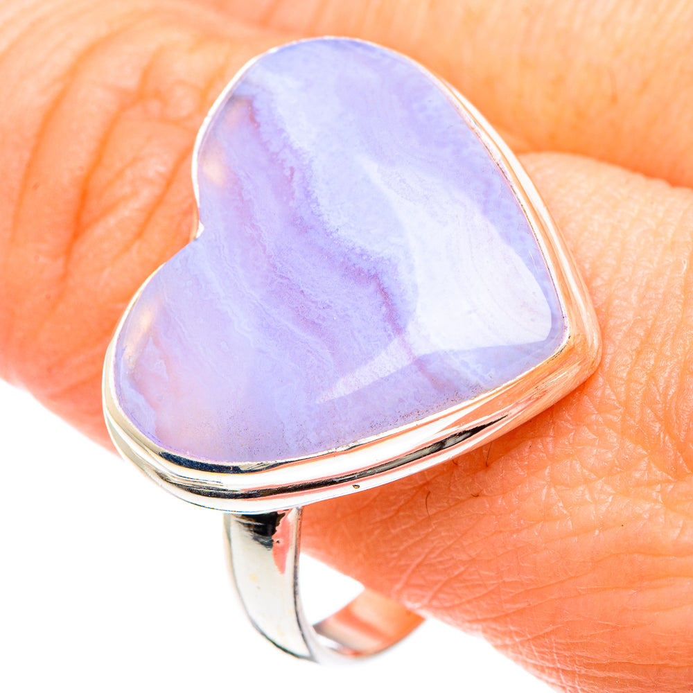 Blue Lace Agate Rings handcrafted by Ana Silver Co - RING90745