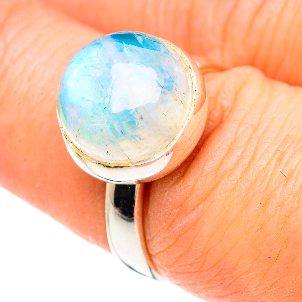 Rainbow Moonstone Rings handcrafted by Ana Silver Co - RING90756