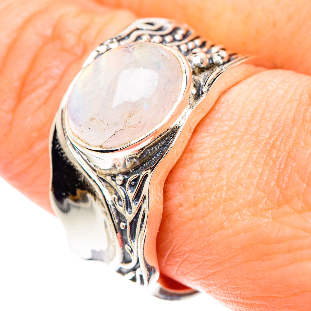 Rainbow Moonstone Rings handcrafted by Ana Silver Co - RING90774