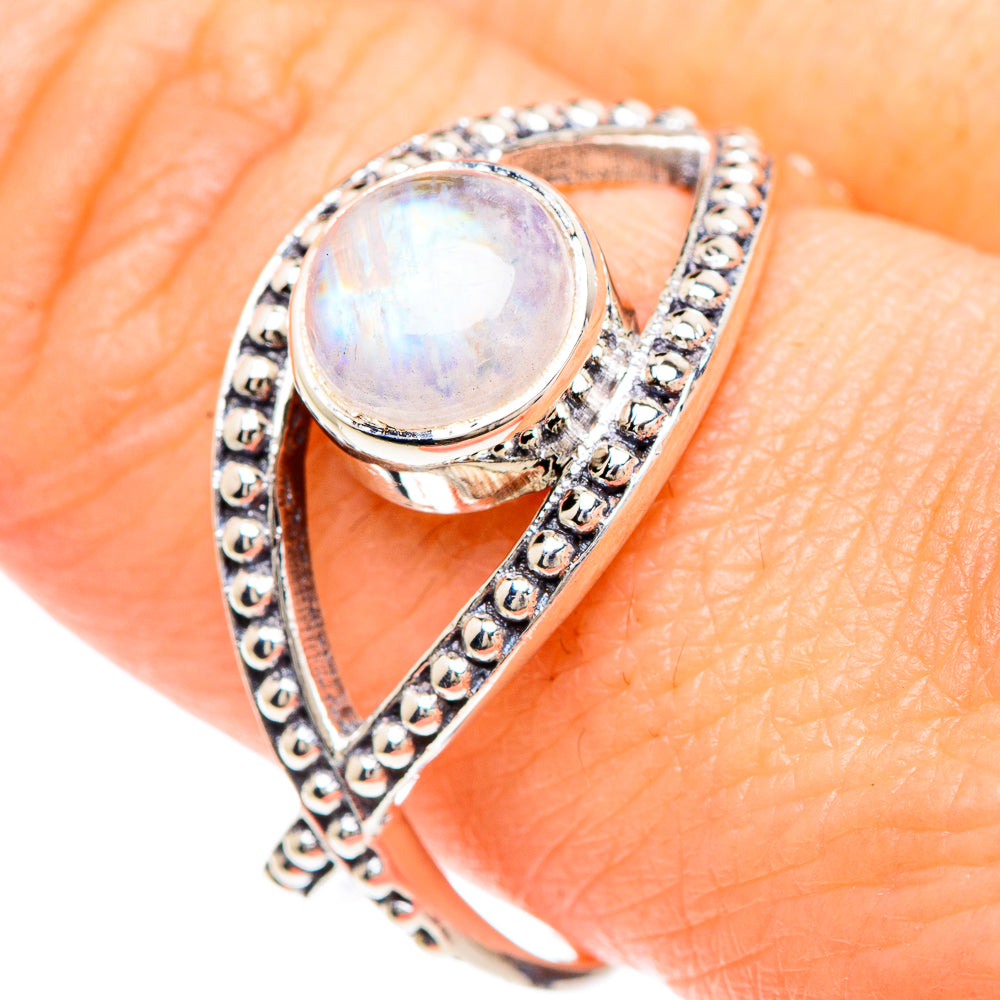 Rainbow Moonstone Rings handcrafted by Ana Silver Co - RING90775