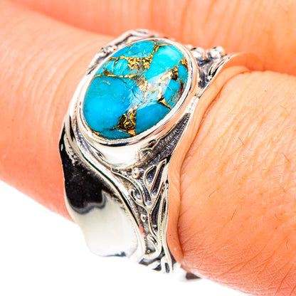 Blue Copper Composite Turquoise Rings handcrafted by Ana Silver Co - RING90807