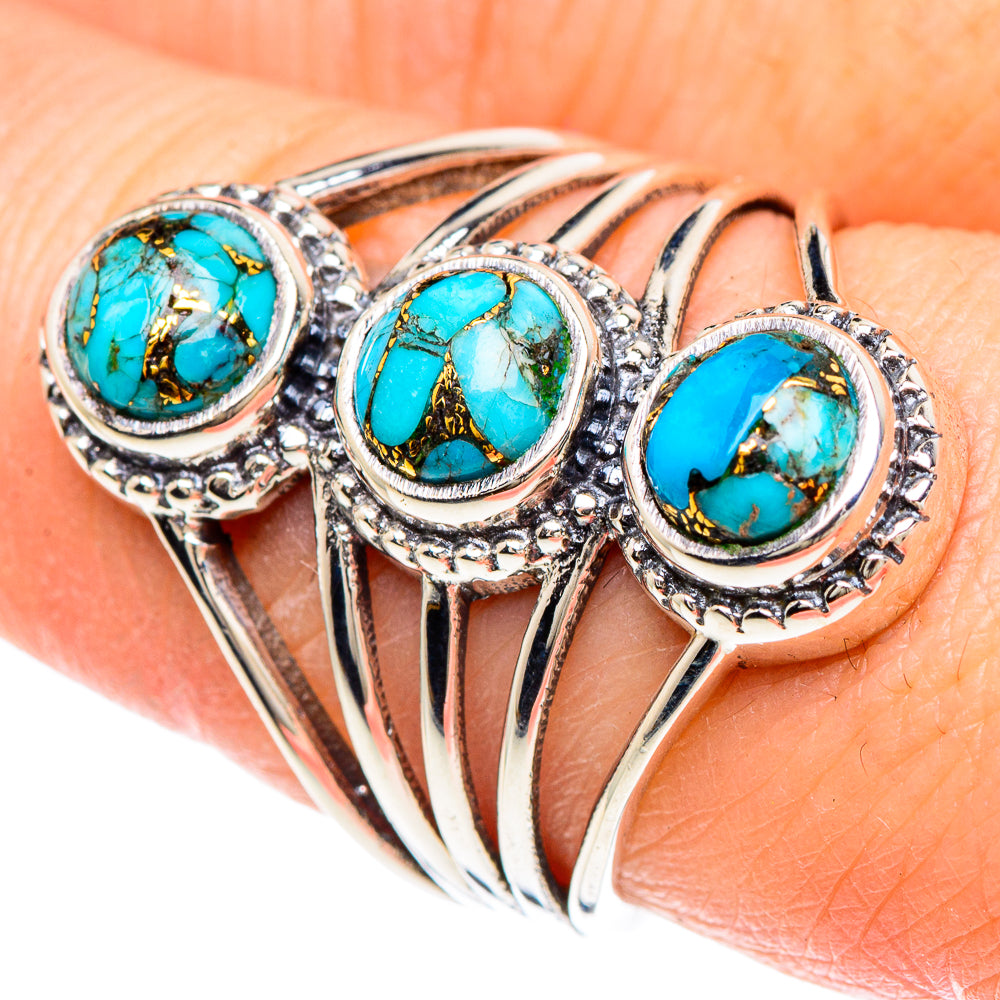 Blue Copper Composite Turquoise Rings handcrafted by Ana Silver Co - RING90810