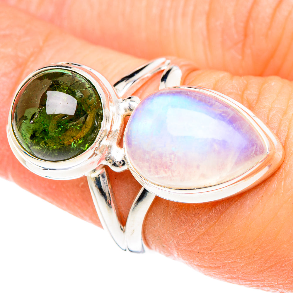 Rainbow Moonstone Rings handcrafted by Ana Silver Co - RING90816