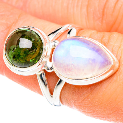 Rainbow Moonstone Rings handcrafted by Ana Silver Co - RING90816