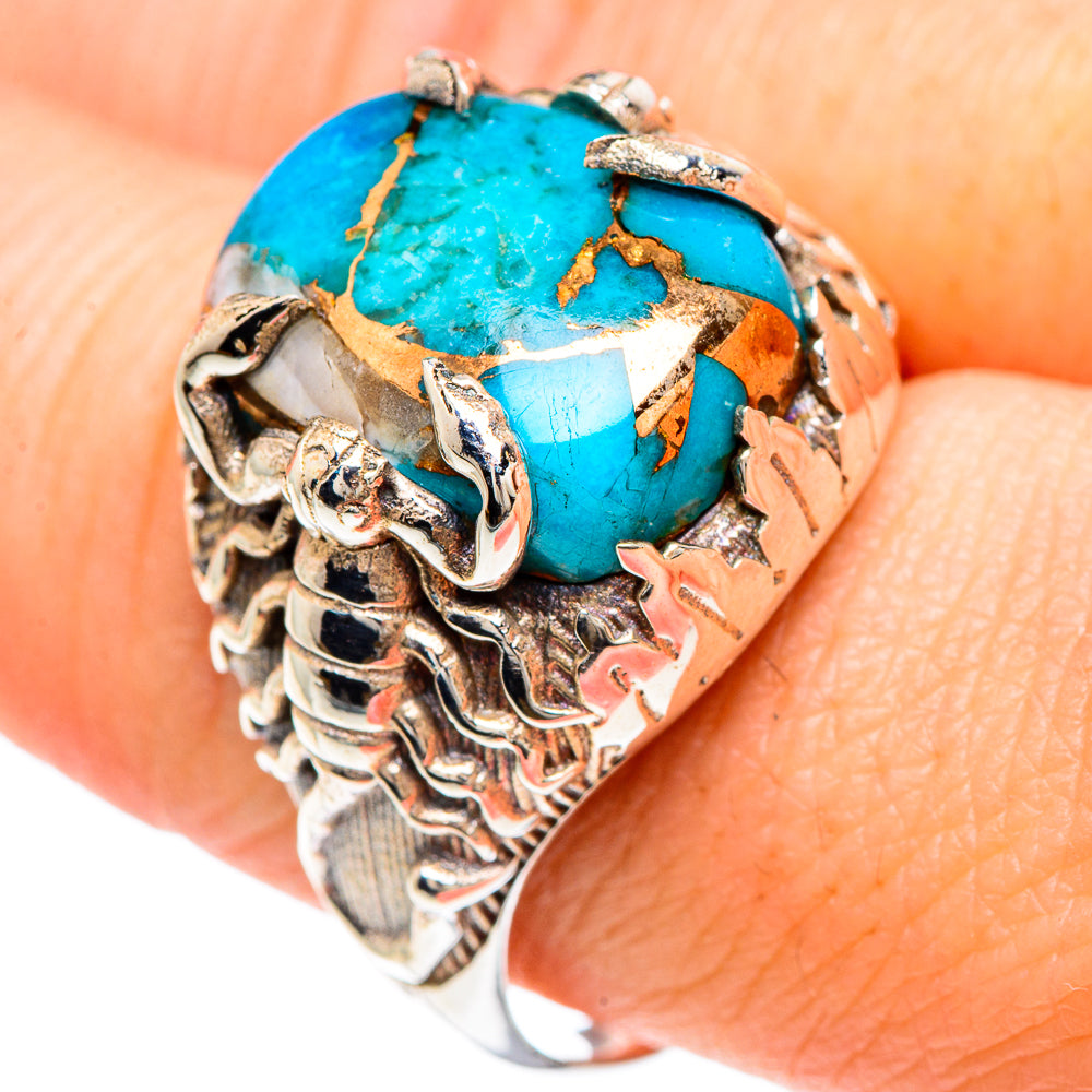 Blue Copper Composite Turquoise Rings handcrafted by Ana Silver Co - RING90847