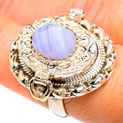 Blue Lace Agate Rings handcrafted by Ana Silver Co - RING90890
