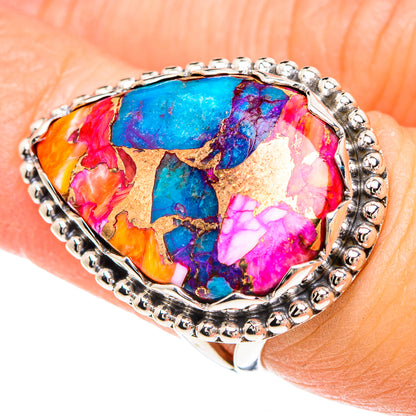 Kingman Pink Dahlia Turquoise Rings handcrafted by Ana Silver Co - RING90898