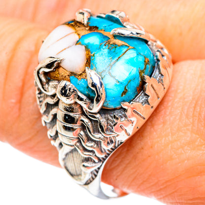 Blue Copper Composite Turquoise Rings handcrafted by Ana Silver Co - RING90912