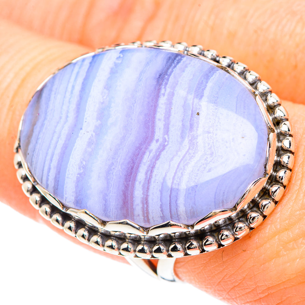 Blue Lace Agate Rings handcrafted by Ana Silver Co - RING90946