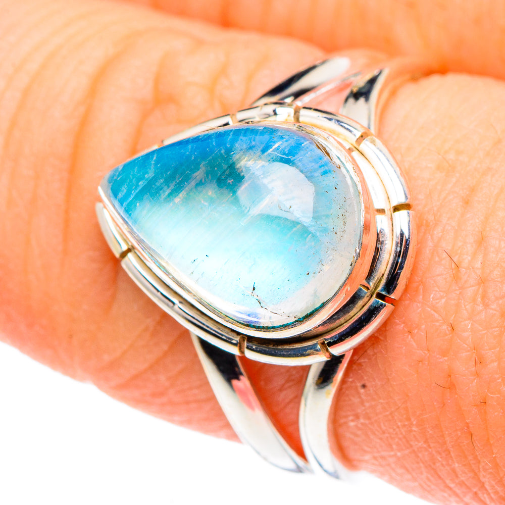 Rainbow Moonstone Rings handcrafted by Ana Silver Co - RING90968