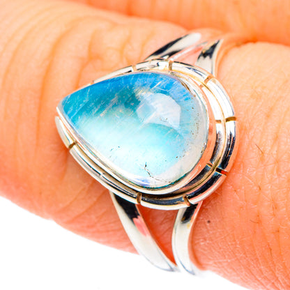Rainbow Moonstone Rings handcrafted by Ana Silver Co - RING90968