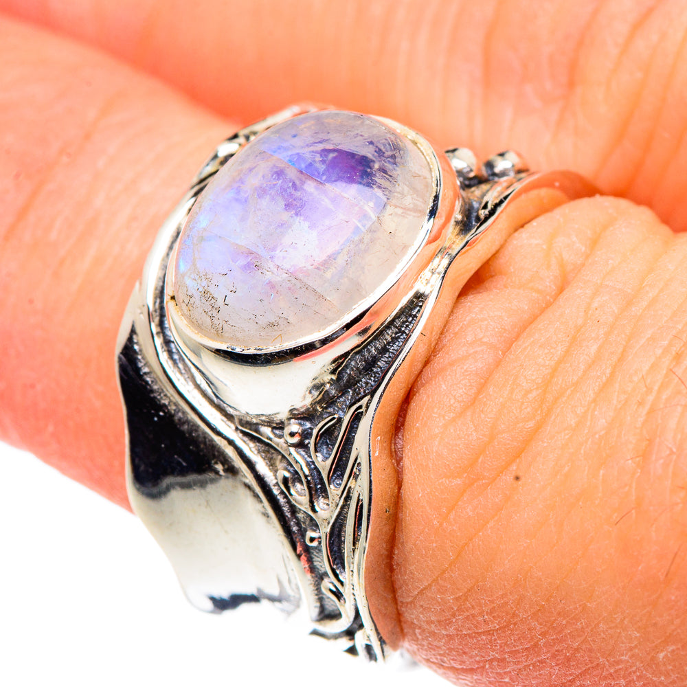 Rainbow Moonstone Rings handcrafted by Ana Silver Co - RING90980